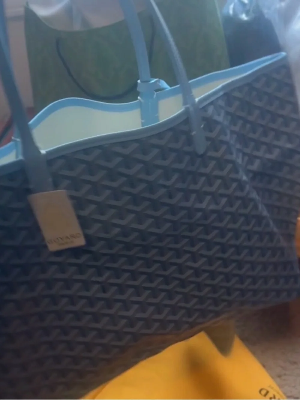 Light Blue Women's Tote Bag with Matching Pouch - Picture 4 of 8